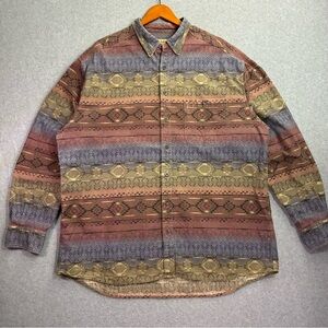Cabela’s 2XL Tall Deerskin Soft Chamois Shirt Aztec Pattern Cotton Peru